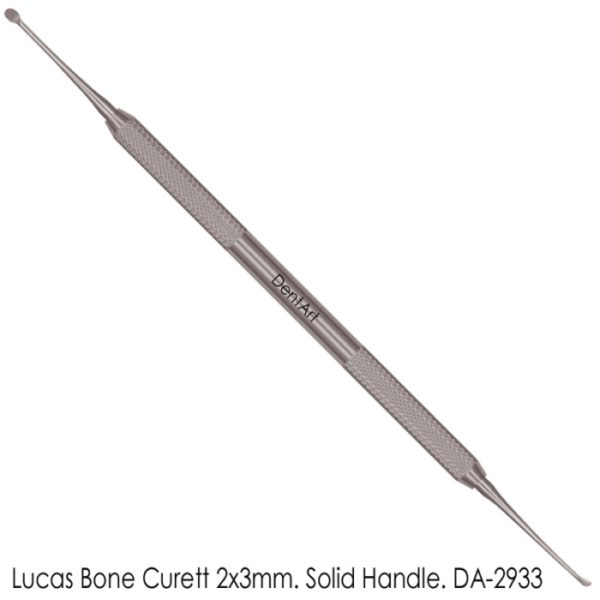 Lucas Bone Curette 2x3mm Solid Handle